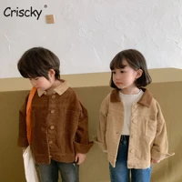 criscky 2022 autumn girls coat lapel patchwork korean sweatshirt for kids 2 10 years children windbreaker jacket birthday gift
