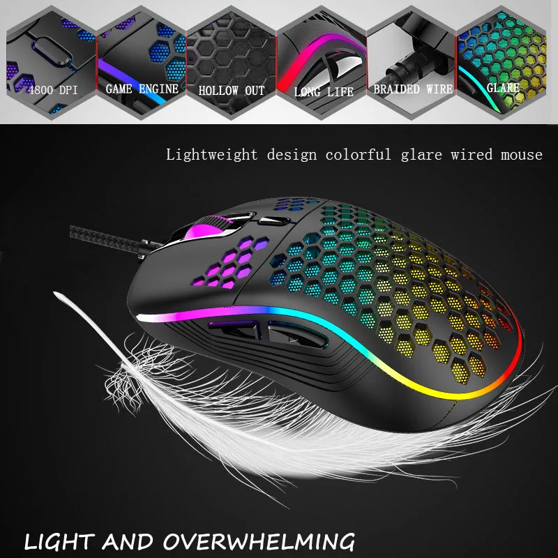 

New product D110 colorful lightweight wired gaming mouse 4800 DPI 6 button USB interface professional gaming mouse