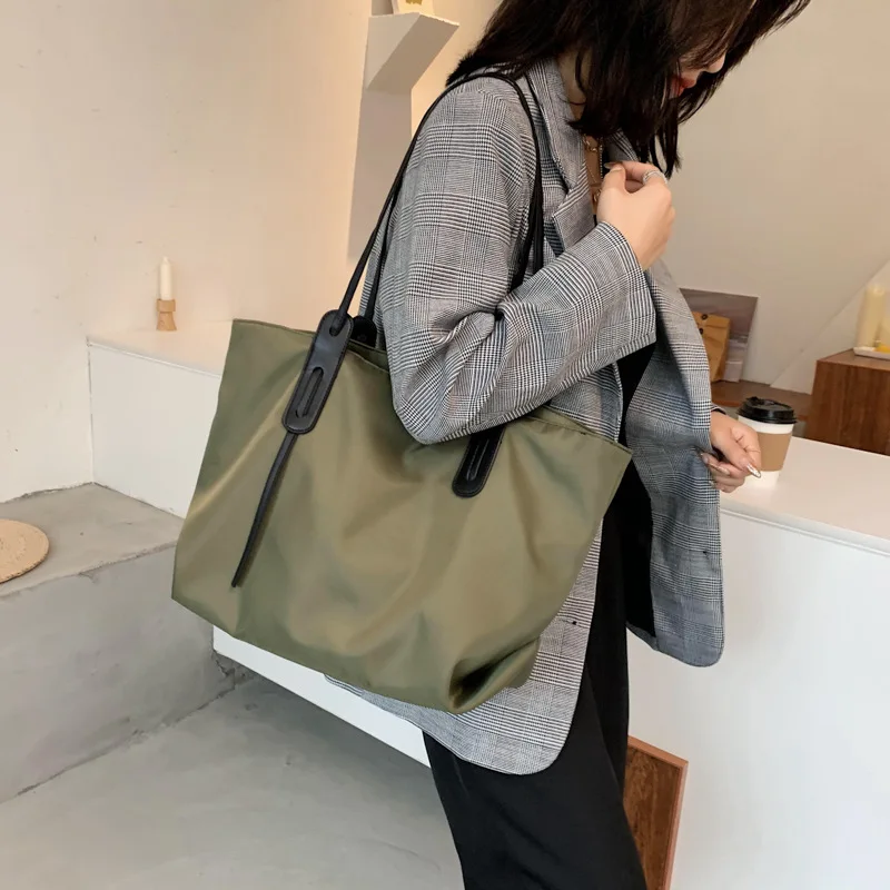 

Женская сумка-тоут, эстетичная Повседневная Сумочка на плечо, вместительная многоразовая Водонепроницаемая пляжная сумка из ткани Оксфорд для покупок