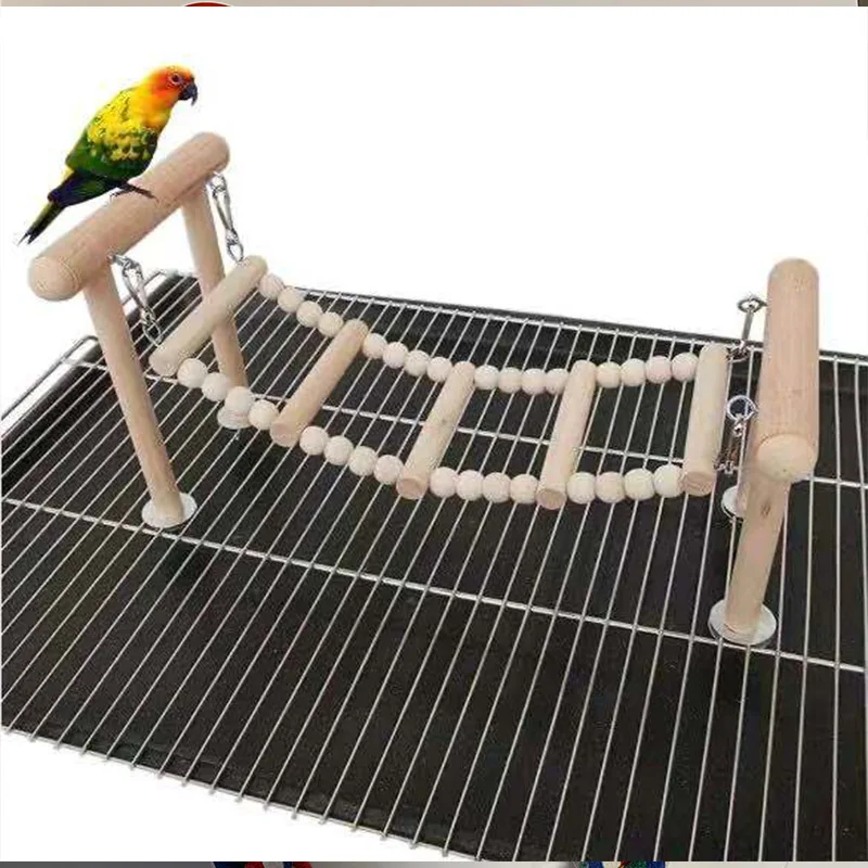 

Wooden Parrot Perches Stand Toys Bird Swing Climbing Ladder Parrot Toy Parakeet Natural Wood Perches Bird Swing Supplies