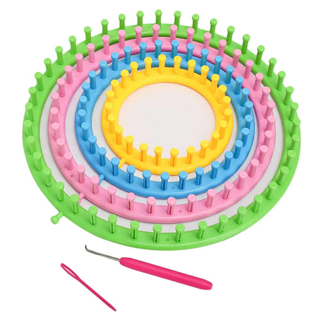 

4pcs Round Knitting Loom Set Plastic Scraf Hat Bags Maker Craft Knit Loom Tools Kit Random Color