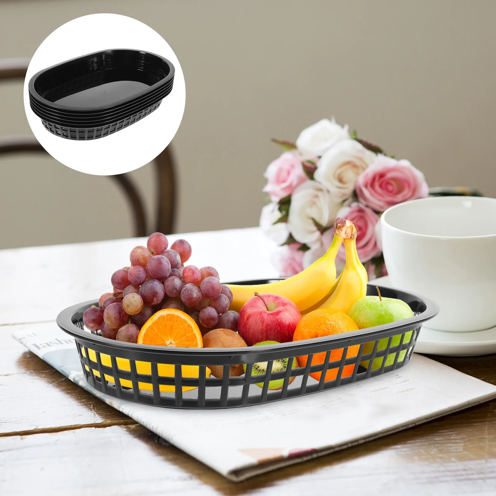 

6 Pcs Birthday Decoration Girl Decorative Bowl Snack Tray Bread Holder Hot Dog Chips Trays Dessert Display