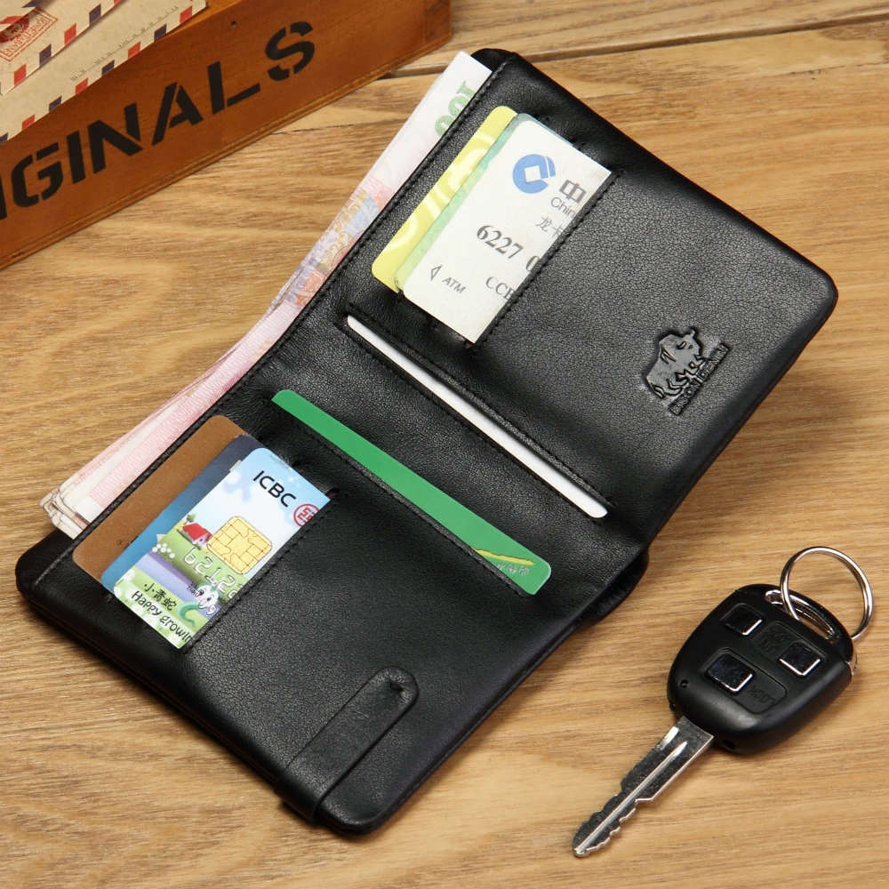 BISON DENIM Super Soft Genuine Leather Men Wallet Brand Luxury RFID Business Card Holder Coin Pocket Purse Best Gift For Men