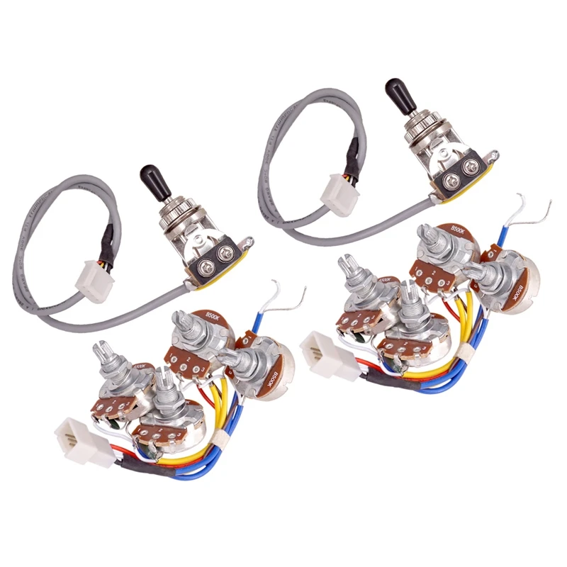 

2X Lp Electric Guitar Pickups Circuit Wiring Harness 2T2V 500K Pots 3 Way Switch For Gibson Les Paul Style Guitar