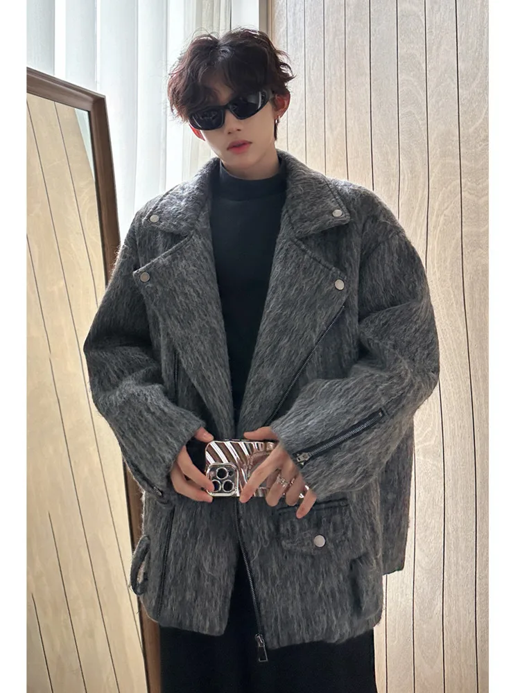 [OIMG] осенне-зимняя новая однотонная повседневная шерстяная куртка на молнии