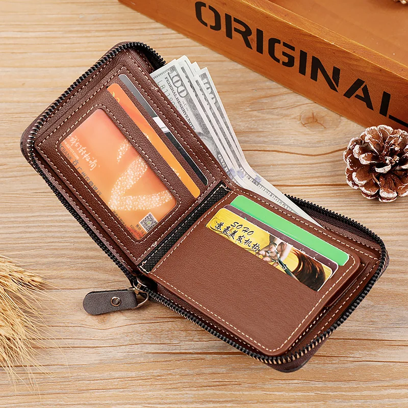 Men New Casual Clutch Bag Billetera Leather Wallet Zipper Mens Money Bag Card Holder Carteras Tarjetero Monederos