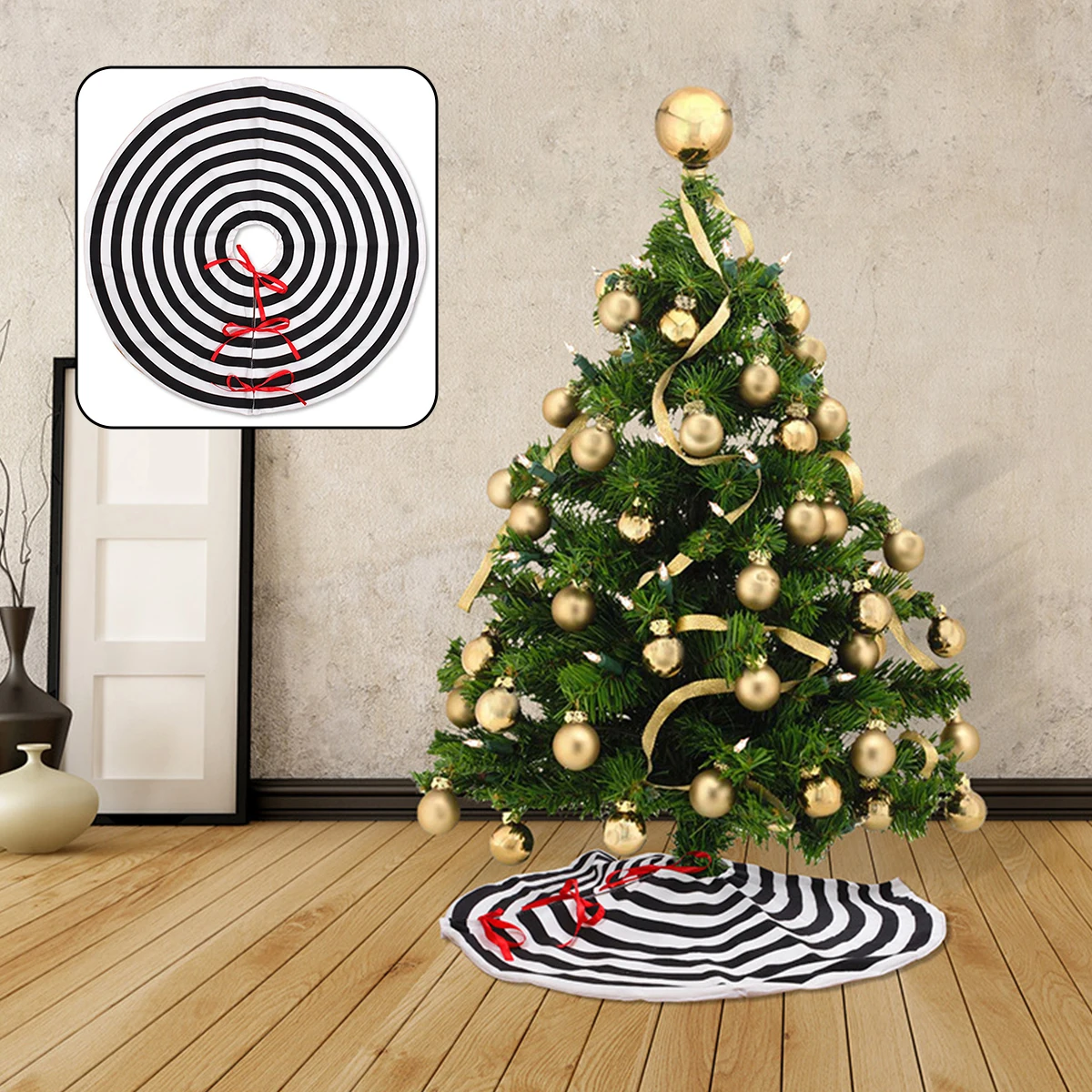 

Юбка для рождественской елки, коврик для рождественской елки, мягкий черный и белый коврик для рождественской елки, прочный деревенский дек...