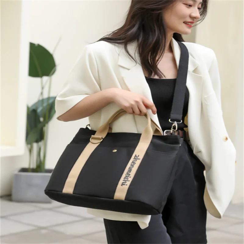 Fashion Luggage Women's Handbags Shoulder NEW Casual Alphabet Canvas Large Capacity Tote Black Storage Travel Bolsa Feminina