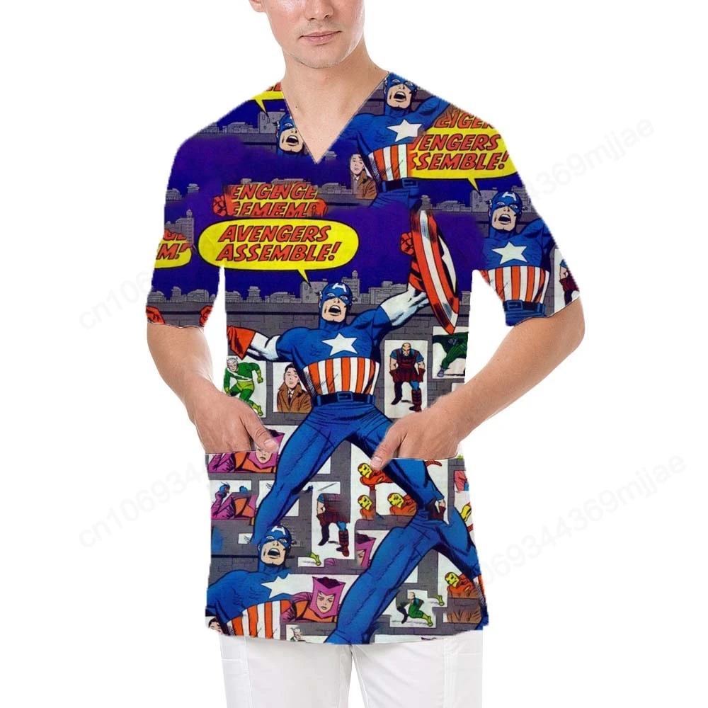 Лето 2024 мужская футболка модный дизайн с v-образным вырезом двойной карман