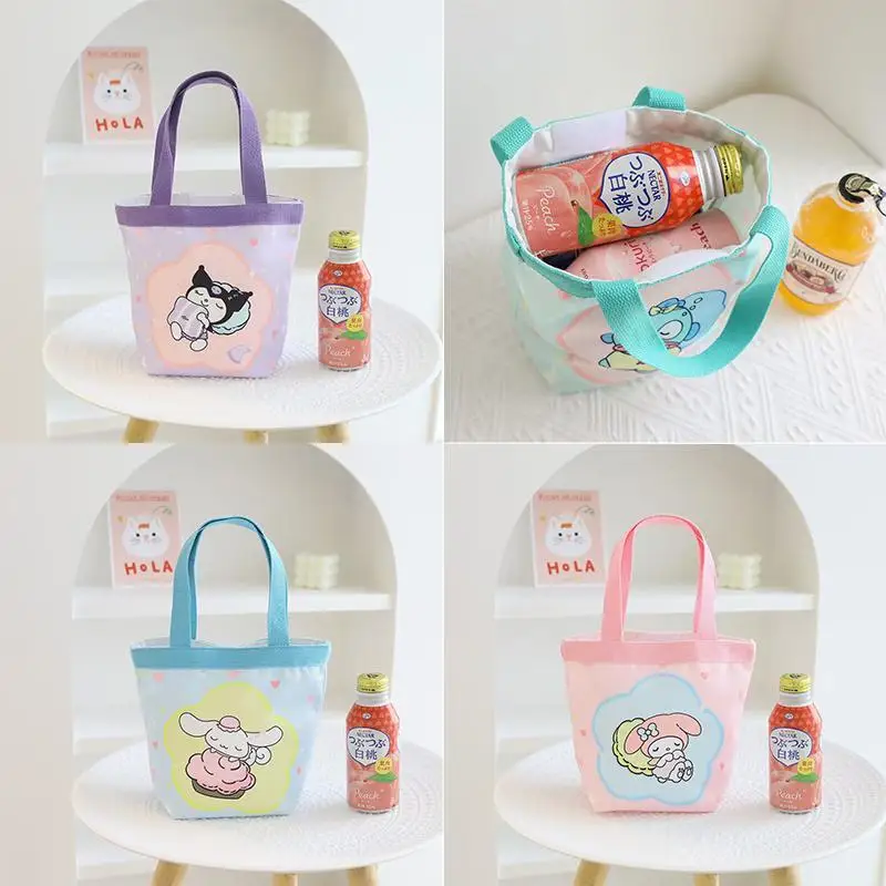

Sanrios Kawaii Hello Kittys Handbag Kuromi Cinnamoroll Cartoon Anime Figure Girl Heart Portable Lunch Box Storage Bag Girl Gift