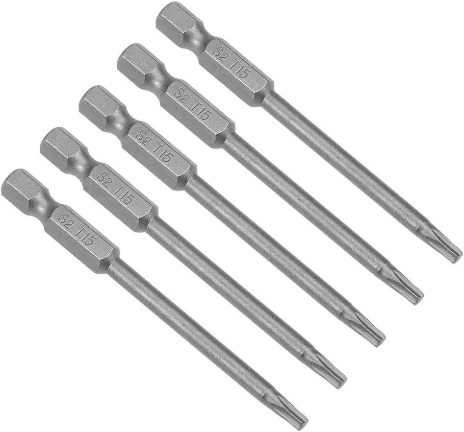 

5pcs 100mm Long 1/4" Hex Shank T20 Magnetic Torx Head Screwdriver Bits S2 High Alloy Steel