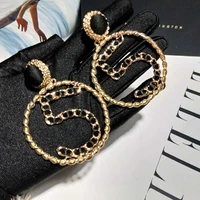 fashion famous luxury brand designers simulated pearls letter 5 long charm dangle earrings brincos for women