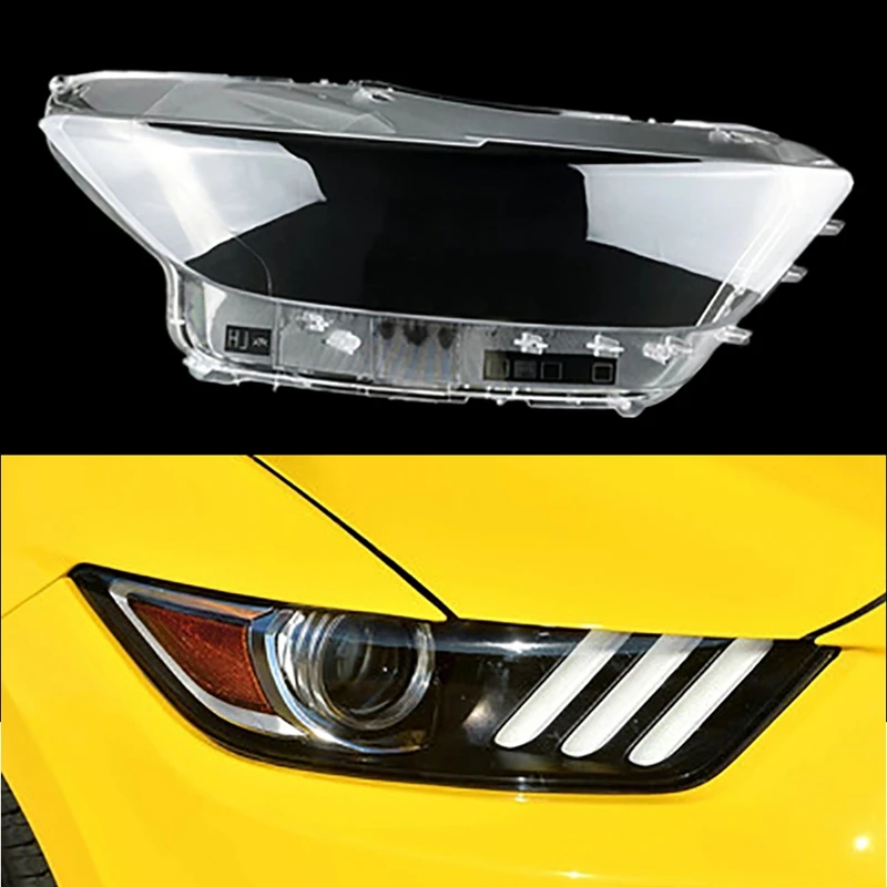 

1PCS Car Headlight Lens Head Light Lamp Cover Shell Replacement for Ford Mustang 2014 2015 2016 2017, Side
