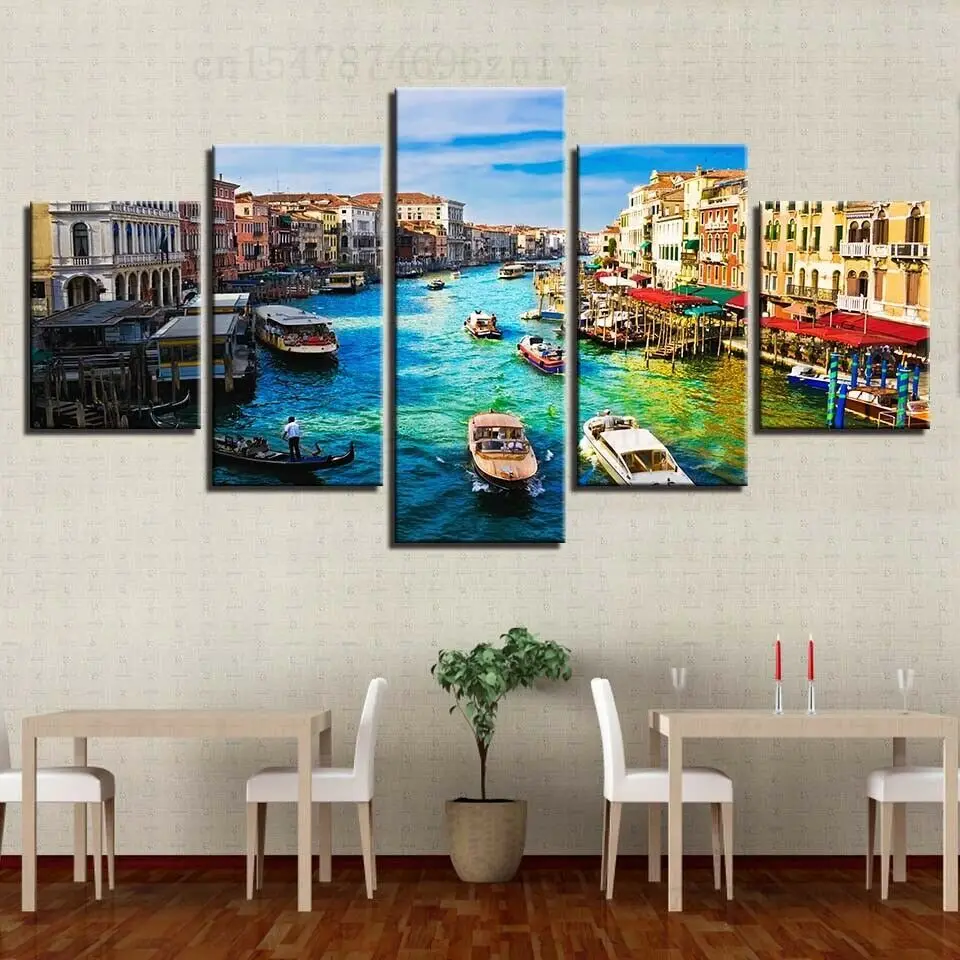 

Italy Water City Venice Canal Boats Canvas Prints Painting Wall Art Decor HD Print Pictures Poster Home Decor No Framed