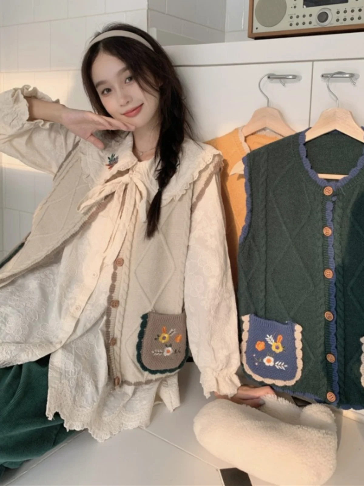 Большие размеры Mori Look Sweet Doll Face Рубашки с длинными рукавами Женские осенние