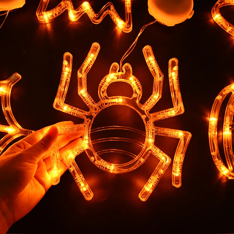 Украшение на Хэллоуин светодиодная лампа присоске Подвесная в виде тыквы паука