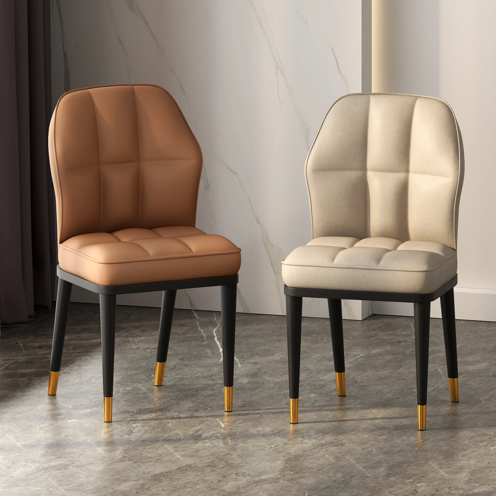 

Modern dining chair Nordic light luxury home backrest stool restaurant hotel leisure soft bag bedroom desk chair