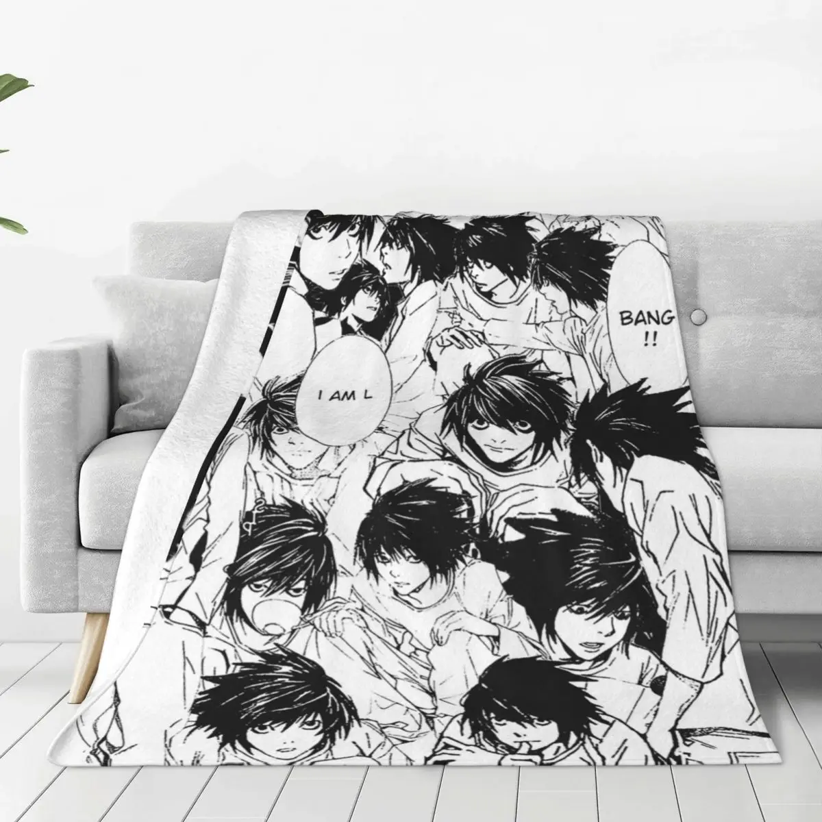 

Death Note Lawliet Collage Blankets Fleece Summer Air Conditioning Shinigami Anime Throw Blanket for Bed Outdoor Bedding Throws