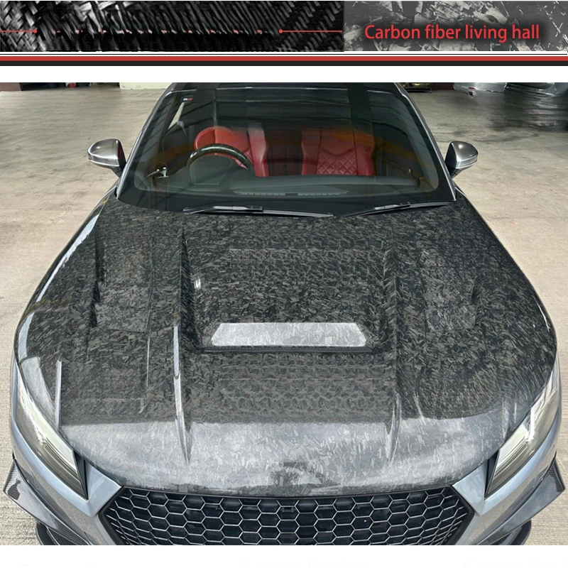 Фото Легковесная карбоновая крышка двигателя для Audi TT 2017+ (тюнинг, открытый спортивный капот), внешний аксессуар для гоночного автомобиля, кованый карбон №4
