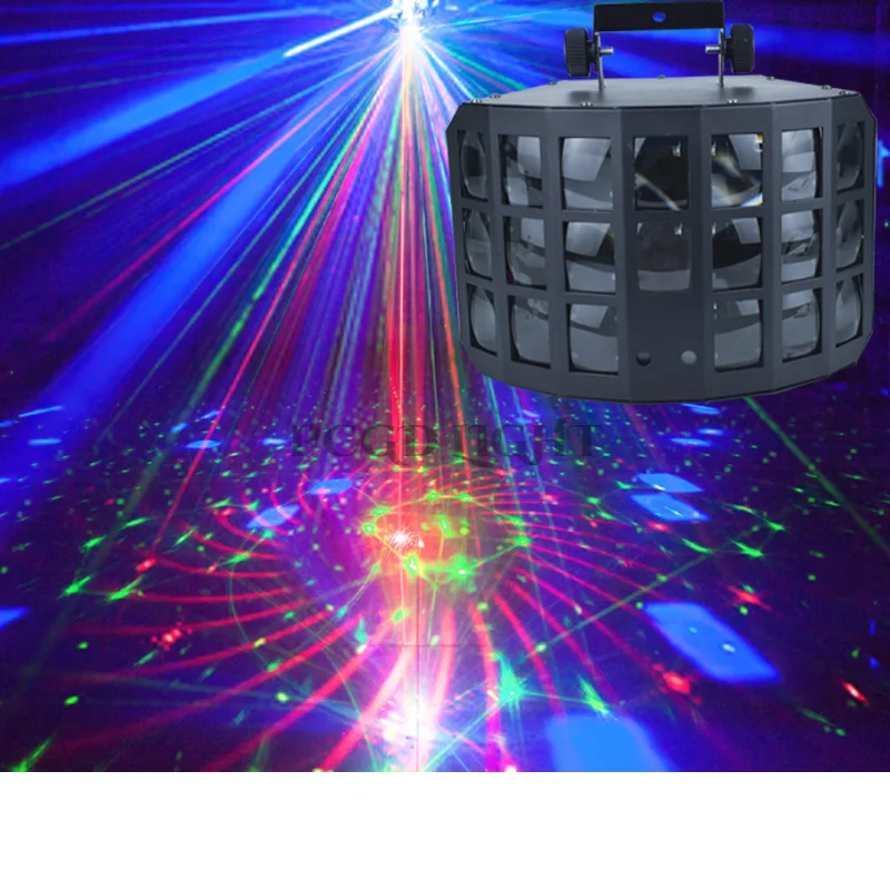 Three layer Butterfly LED laser beam projector light music dj equipment mood magic light sound control club lights for stage bat