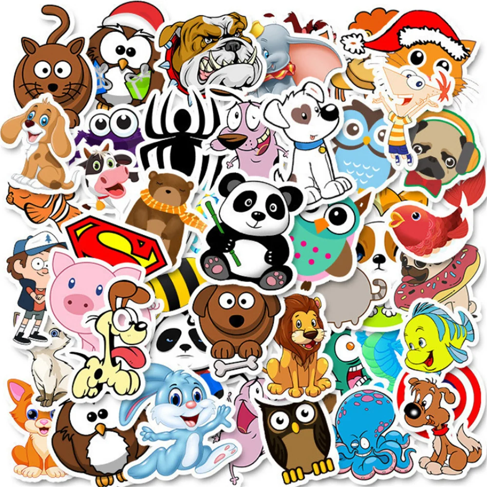 

10/30/50PCS New DIY Animal Cartoon Personality Creative Computer Suitcase Bed Table Car Decoration Waterproof Sticker Wholesale
