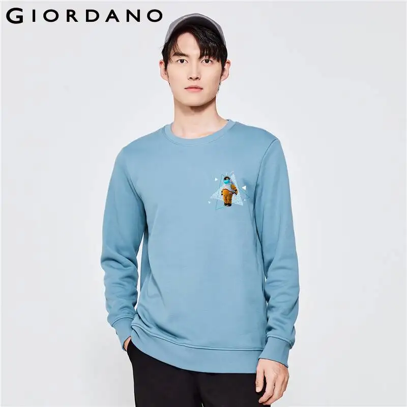 

GIORDANO Men ARTAND Series Sweatshirts Simple Print Crewneck Sweatshirts Quality Fleece-Lined Loose Casual Sweatshirts 91092179