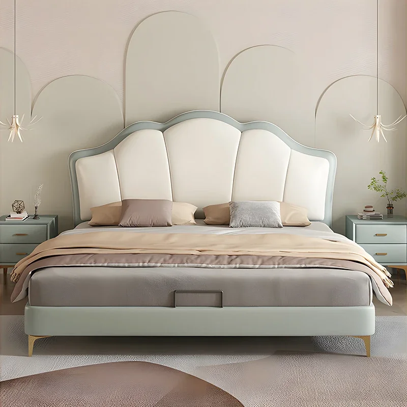 Royal European Luxury Double Bed King Size Shelves Wood Headboard Twin Frame Castle Sleeping Camas De Casal Home Furniture