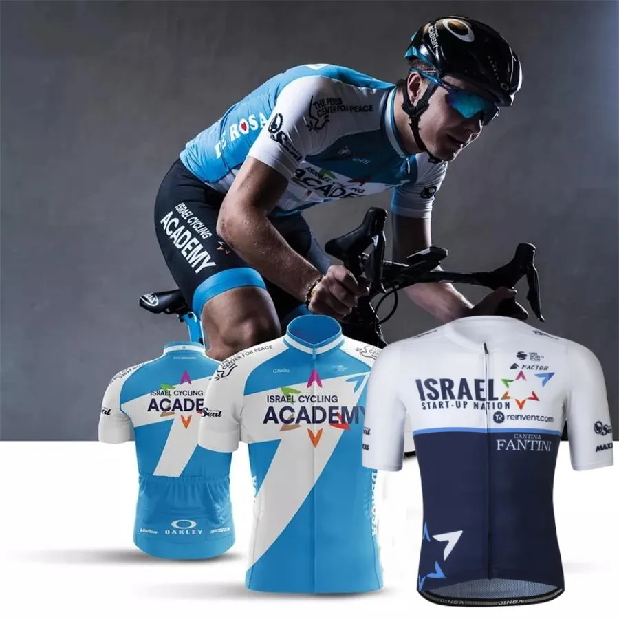 

Israel Cycling Jersey Summer Bicycle PRO Team Clothing MTB Short Sleeve Sweatshirt Quick Dry Bike White Blue Clothes Men 2023
