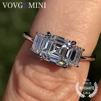 vovgemini 925 sterling silver moissanite engagement rings 1 5carat 6 5mm asscher cut plated 18k gold jewelry accessory women