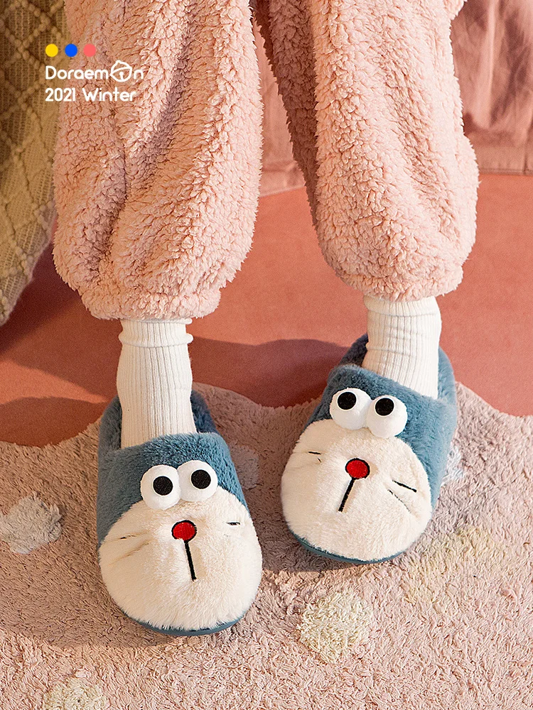 Купи Cotton Home Slippers Women's Cute Cartoon Winter Indoor Lovers Warm And Anti-skid Plush Slippers Men's Cotton Slippers In Winter за 265 рублей в магазине AliExpress