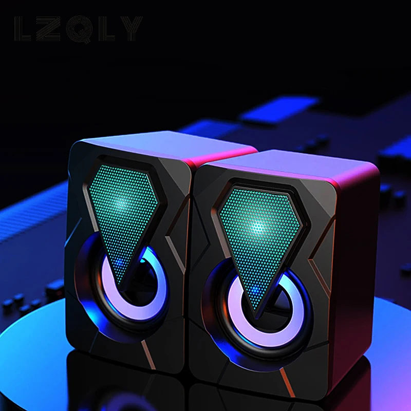 

4D Surround Sound Desktop Speaker Computer Speakers for Laptop Subwoofer Colorful USB Wired with LED Light For Desktop Computer