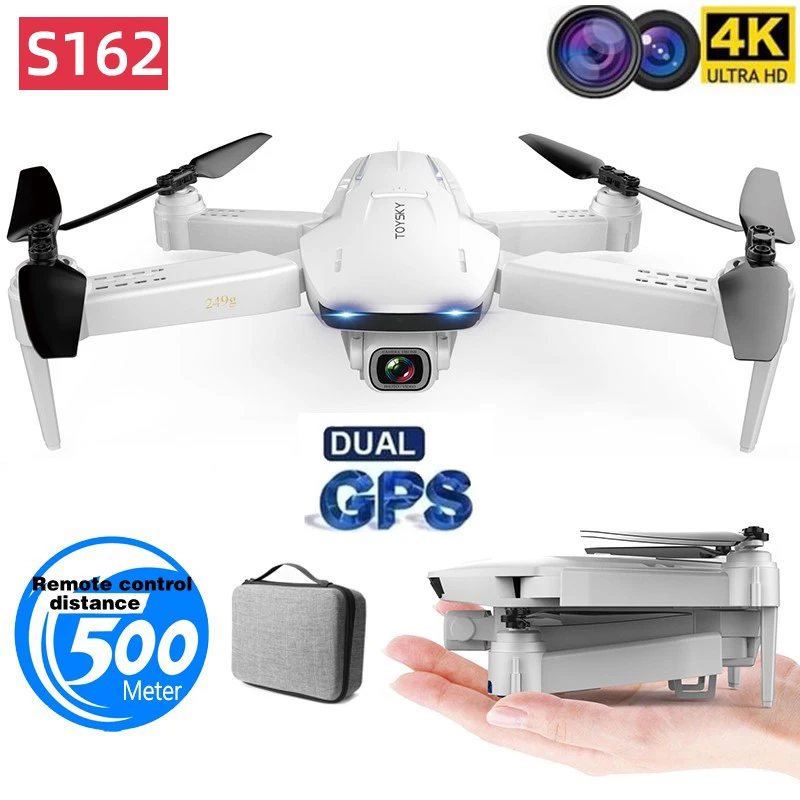 S162 RC Дрон с камерой 4K Регулируемый Широкоугольный 5G WIFI GPS Жест FPV Радиоуправляемый
