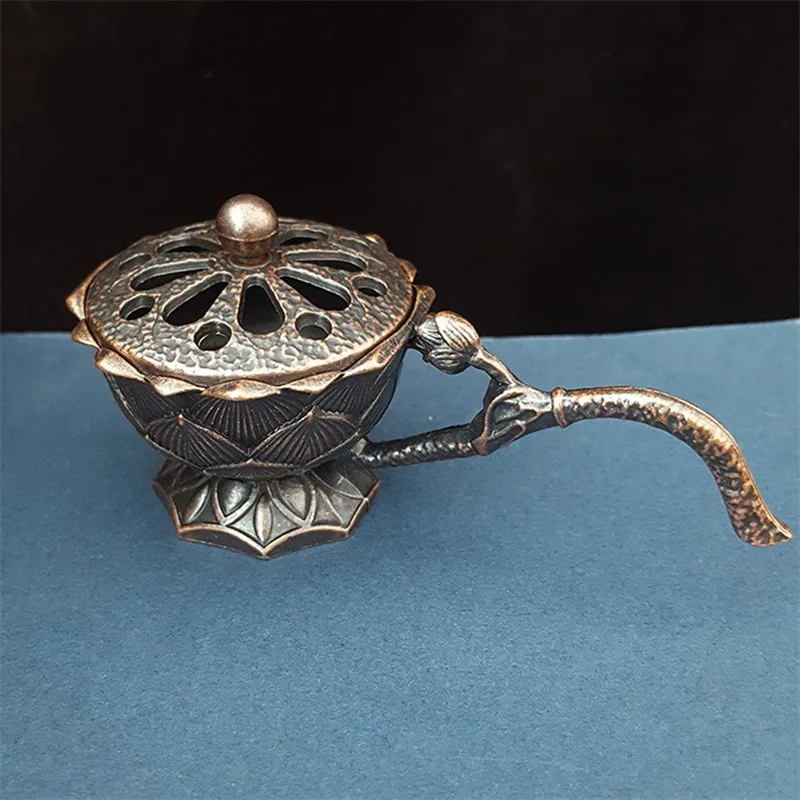 Медная Курильница В Форме Лотоса С Ручкой Эстетический Ретро-дизайн