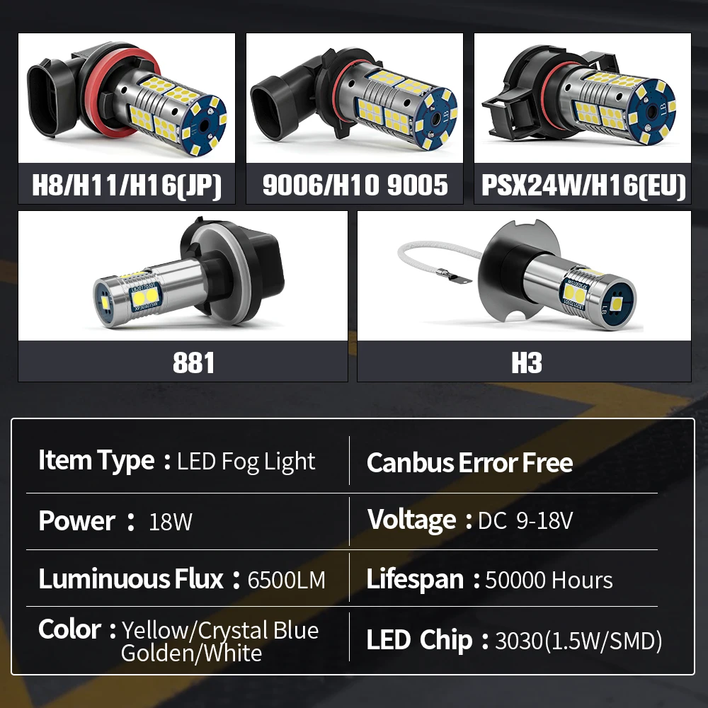 Дополнительная лампа противотуманного фонаря LED (2 шт.) для Mitsubishi Lancer 2008-2017 2009 2010 2011 2012 2013 2014 2015 2016 on.