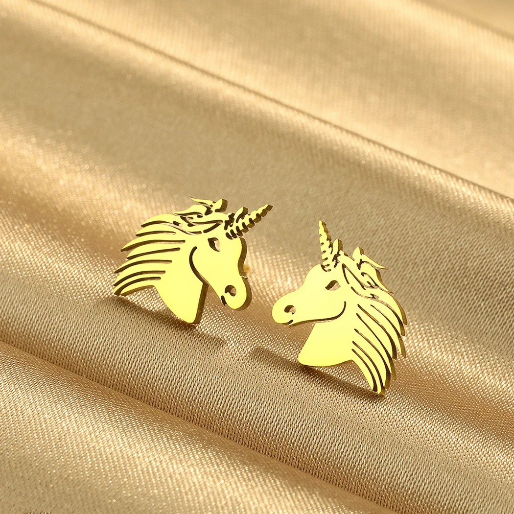 Серьги Todorova из нержавеющей стали СКАЗОЧНАЯ ЛОШАДЬ серьги-гвоздики для женщин и