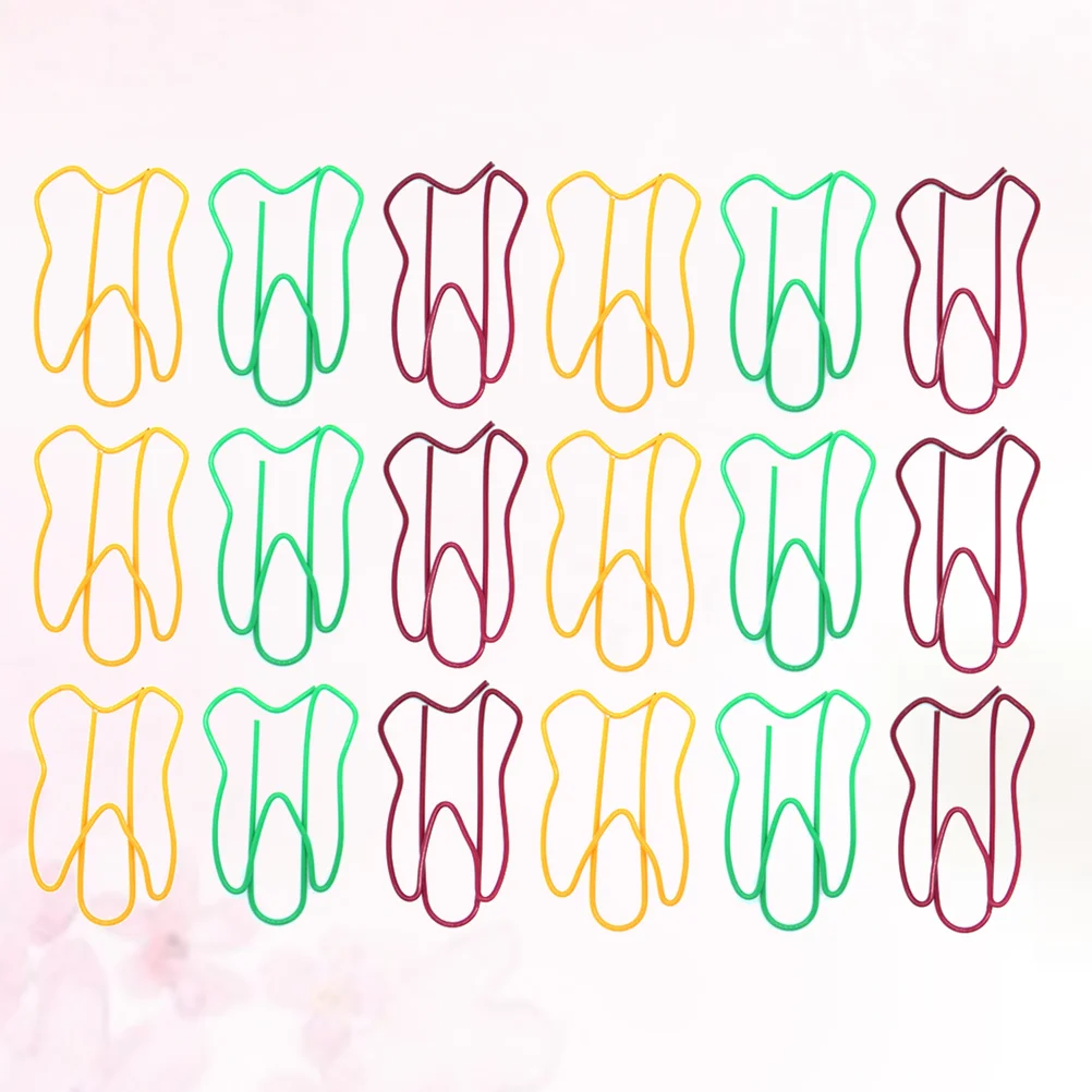 

50Pcs Colorful Tooth Shaped Clips Paper Clips Creative Note Clips Paper Pin Clip for Party Gift Office Hand Account (Random