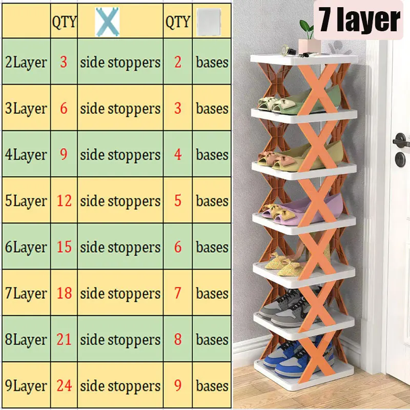 1/3pcs Plastic Shoes Rack Multi-layer Stackable Shoe Organizer Shelf Removable Space-Saving Cabinets Bathroom Home Supplies - купить по