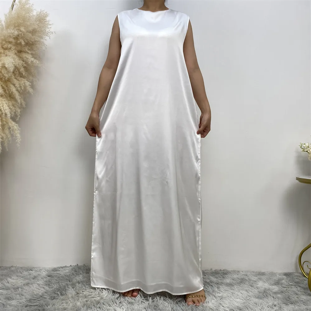New Sleeveless Lining Dress Long Muslim Woman Abaya Moroccan Caftan Evening Modest Robe Arabic Kaftan  dress for women