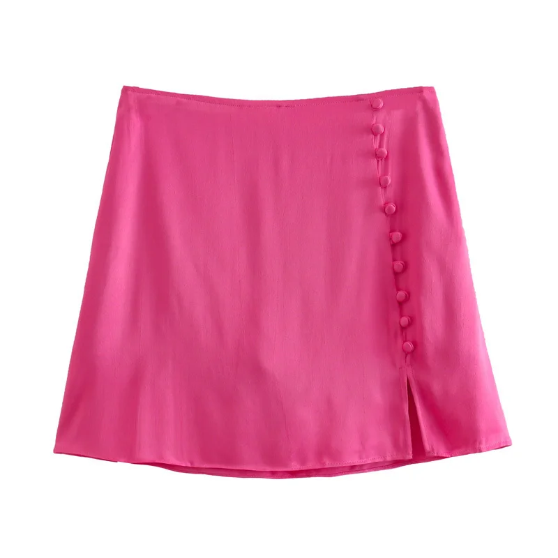 

Шорты женские атласные с завышенной талией, на пуговицах, с Боковым Разрезом