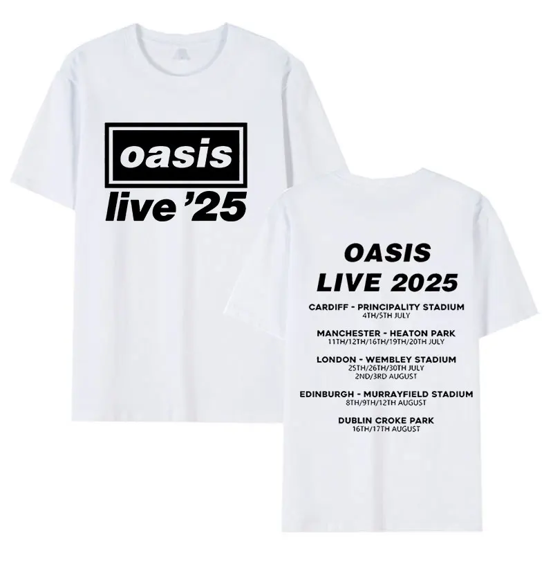 Футболка British Band O-Oasis Live 25 Tour 2025 мужская модная хлопковая футболка с коротким