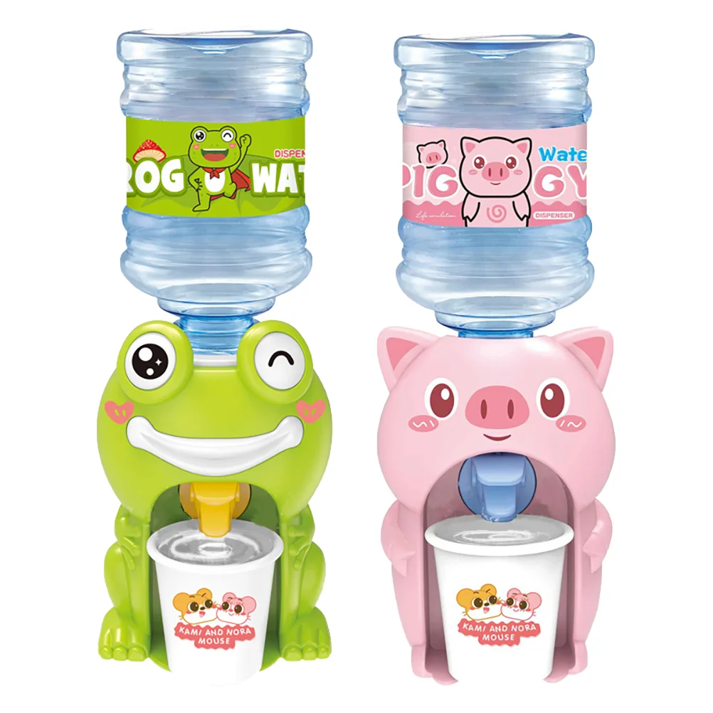 

2 Pcs Toy Drink Dispenser Cartoon Water Mini Animal Toys Piggy Kids Educational Dollhouse Drinking Fountain