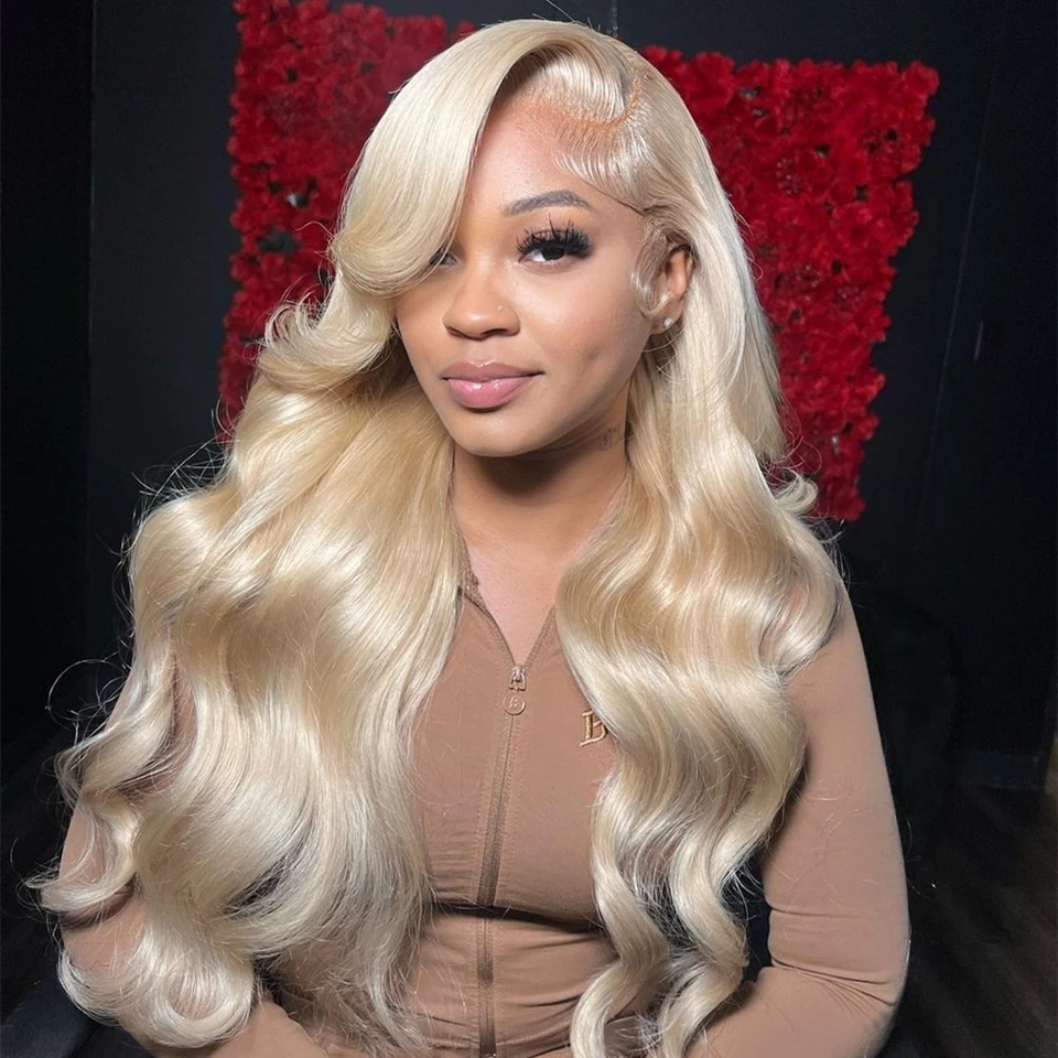 

613 HD Lace Frontal Wig 13x4 Body Wave Human Hair Wig for Women Peruvian Blonde 4x4 Closure Transparent Wavy Wigs Pre Plucked