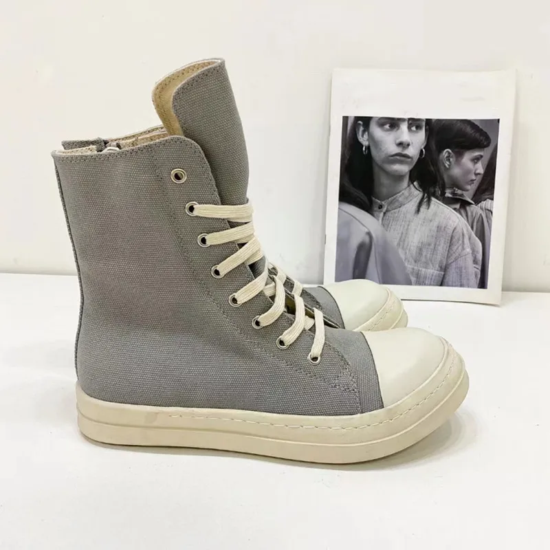 Men's and women's high top canvas shoes Autumn new fashion trend Couple's versatile grandma grey sports shoes