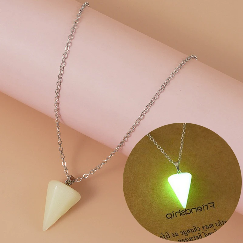 

Chain Necklace Glow in the dark Fashion Unisex Chakra Healing Crystal Luminous
