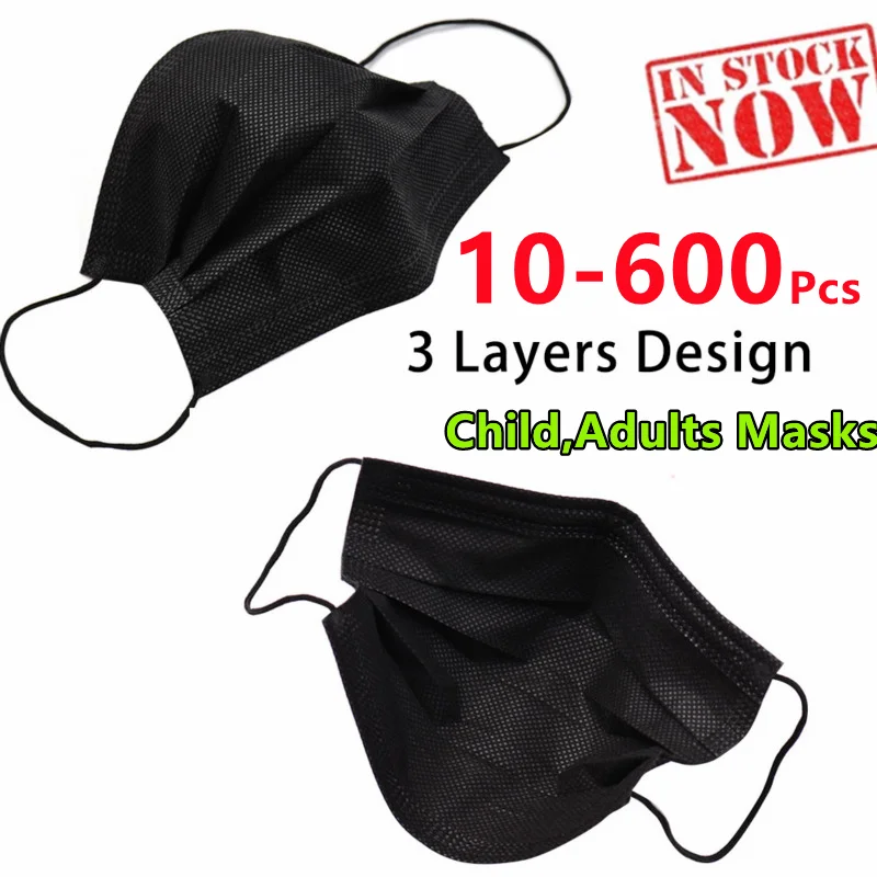 

Black 3 Layer Disposable Mask Non-woven Mascarillas Dust Face Mask Thickened Kids Adult Mouth Mask Dust Filter Safety mascaras
