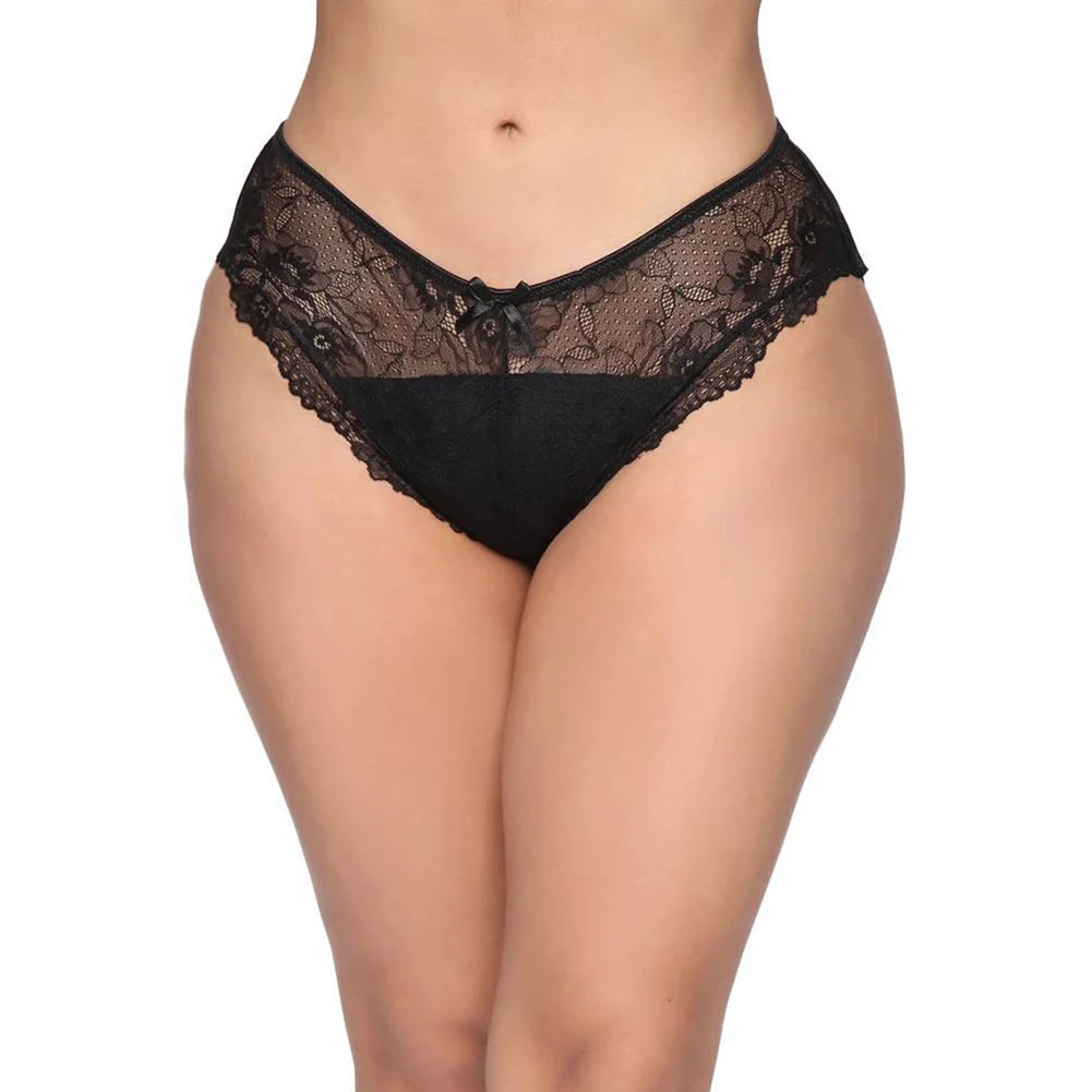 

Women Plus Size Sexy Lace Panties Erotic Back Open CrotchThong Briefs Slim Lingerie Transparent Crotchless Underwear A50