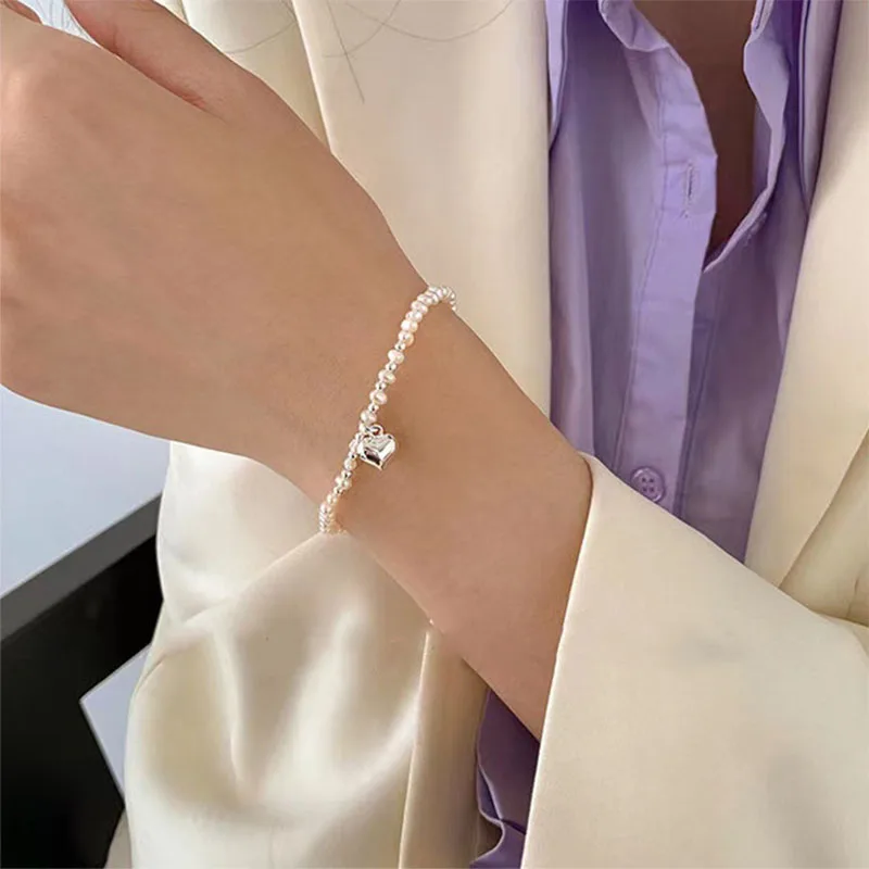 1PC 925 Sterling Silver Heart Shape Spacer Beads for DIY Bracelet Necklace Making Fine Jewelry Finding