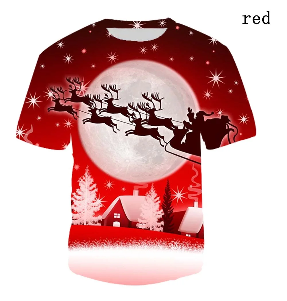 

Новинка, Рождественская футболка с 3d принтом для мужчин и женщин, креативный Санта-Клаус с короткими рукавами, детская Рождественская Подар...