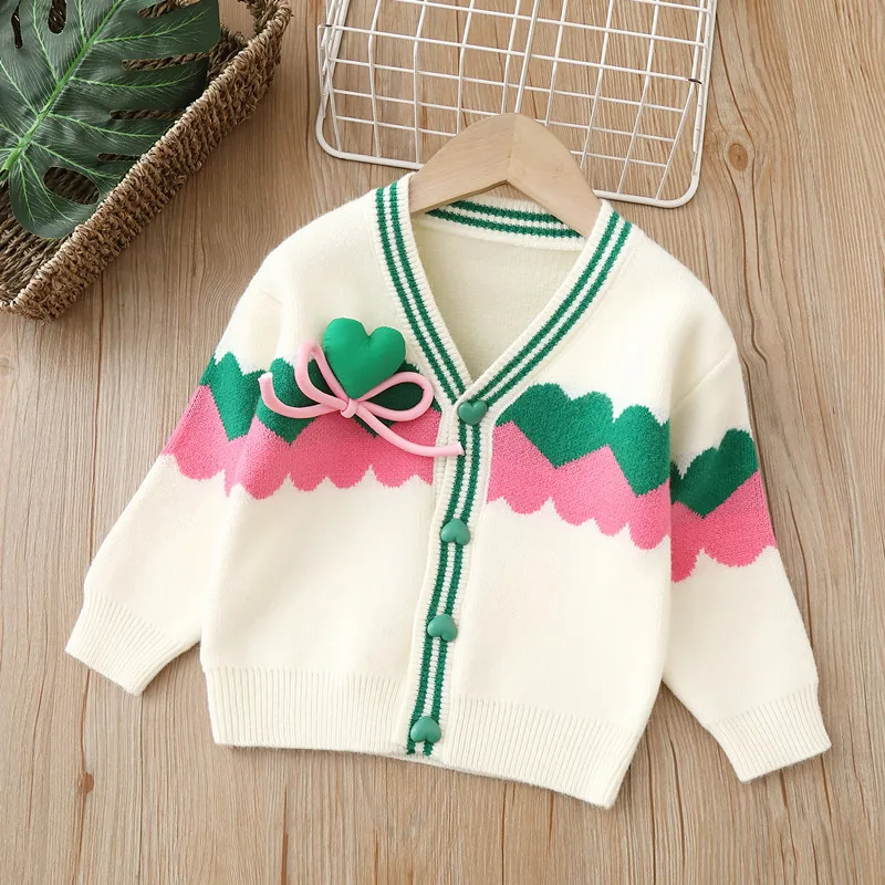Criscky Girls Sweater Cardigan Children's Wear Knitted Sweater 2022 Autumn Winter New Jacket Girl Baby Top Children's Clothing