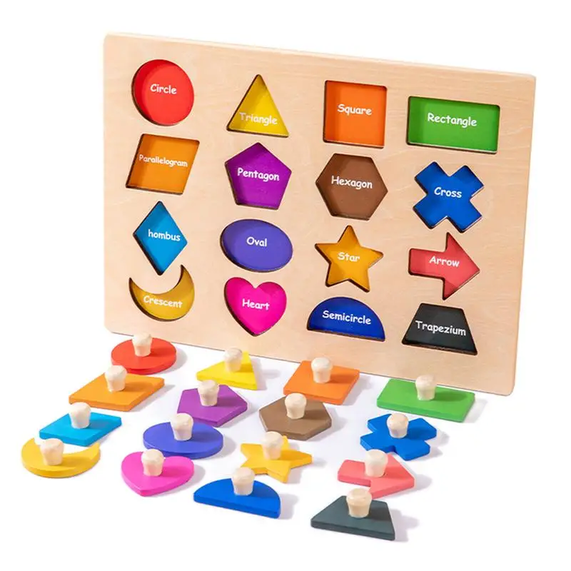 

Montessori Shape Puzzle Toy Early Sensorial Development Toy Preschool Supplies Geometric Color Game For Kids Toddler